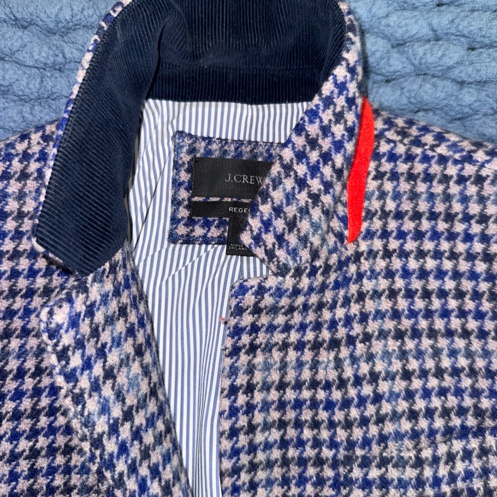 Jcrew Wool Houndstooth Jacket - Blue - image 2